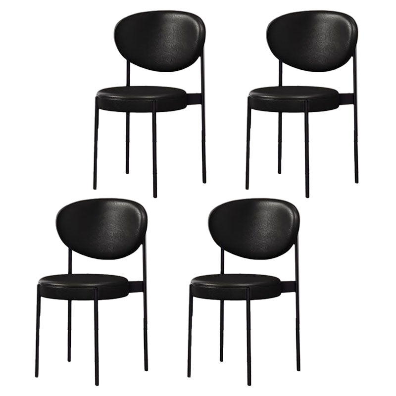 Modern Style Metal Chair Open Back Dining Side Chair with Upholstered