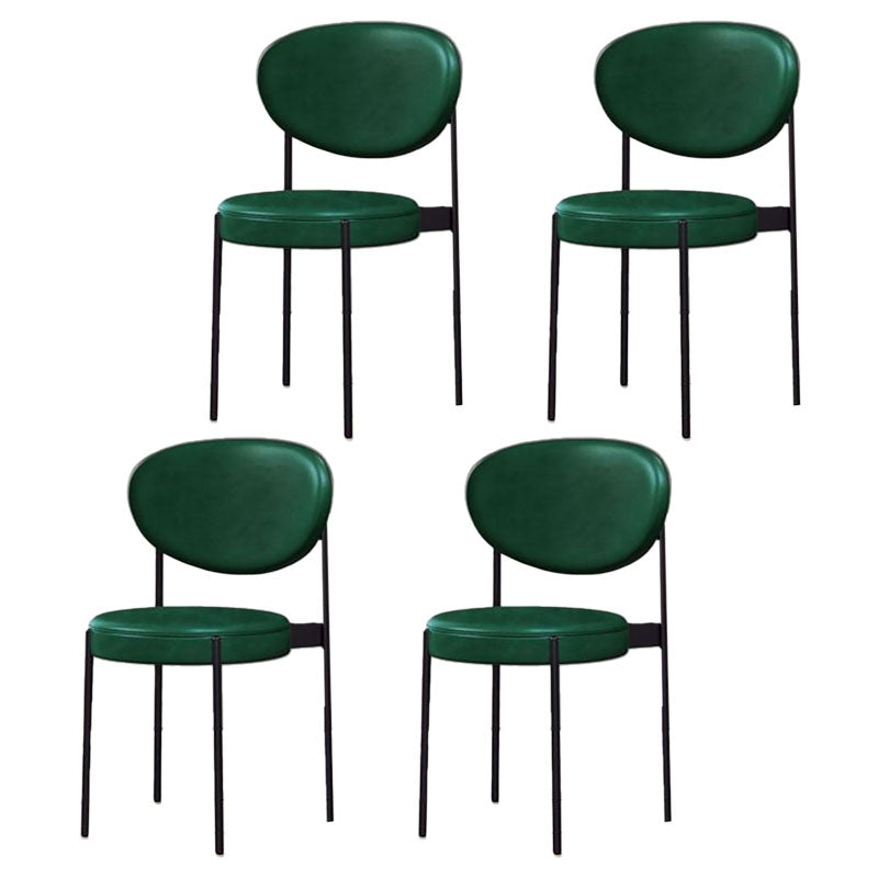 Modern Style Metal Chair Open Back Dining Side Chair with Upholstered