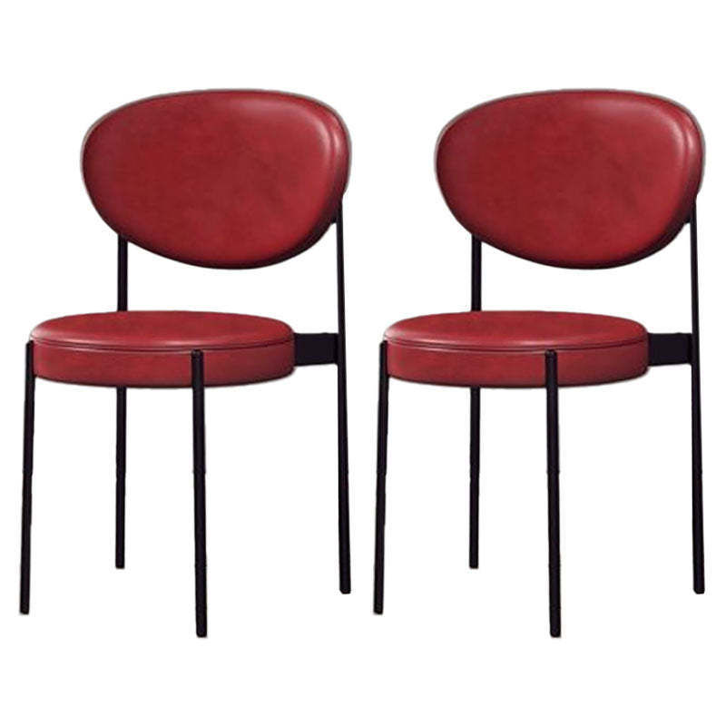 Modern Style Metal Chair Open Back Dining Side Chair with Upholstered