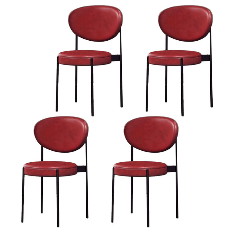 Modern Style Metal Chair Open Back Dining Side Chair with Upholstered
