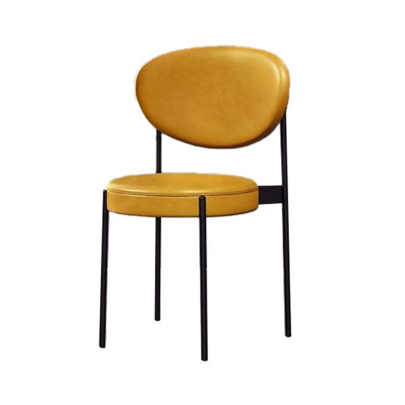 Modern Style Metal Chair Open Back Dining Side Chair with Upholstered