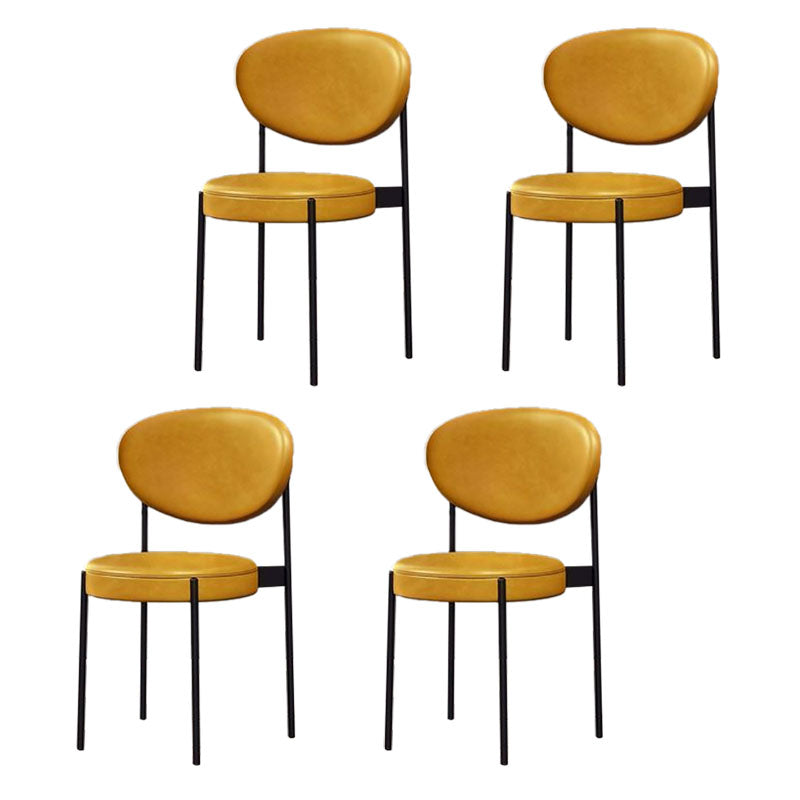 Modern Style Metal Chair Open Back Dining Side Chair with Upholstered
