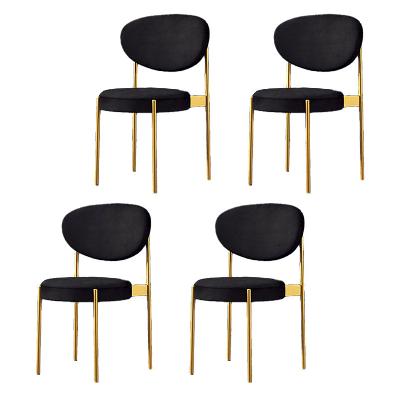 Modern Style Metal Chair Open Back Dining Side Chair with Upholstered