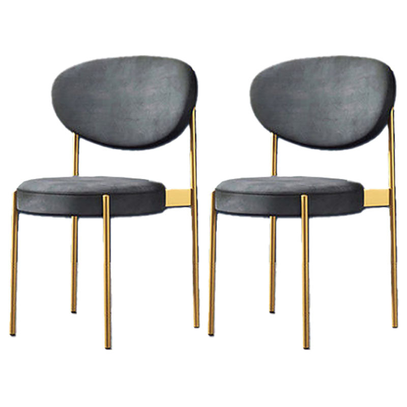 Modern Style Metal Chair Open Back Dining Side Chair with Upholstered