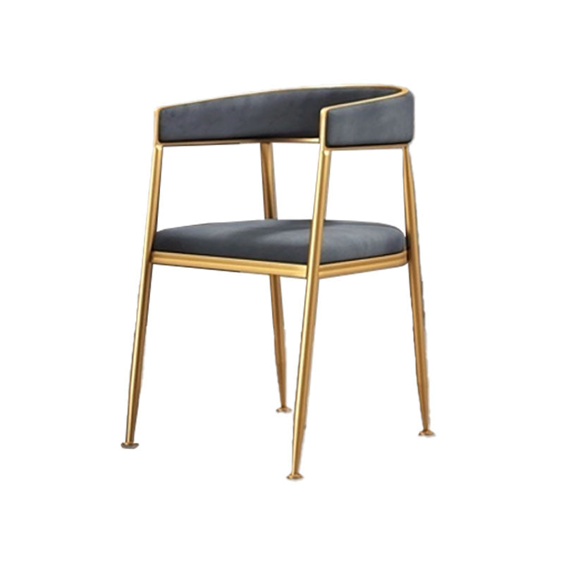 Glam Gold Metal Arm Chair Open Back Dining Side Chair with Upholstered