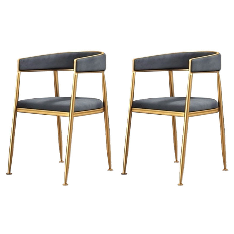 Glam Gold Metal Arm Chair Open Back Dining Side Chair with Upholstered