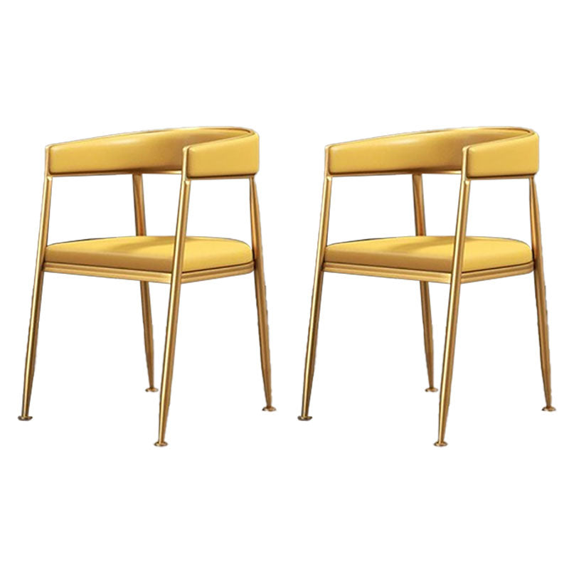 Glam Gold Metal Arm Chair Open Back Dining Side Chair with Upholstered