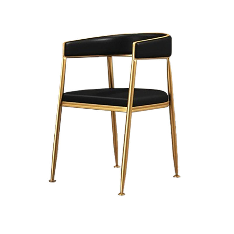 Glam Gold Metal Arm Chair Open Back Dining Side Chair with Upholstered