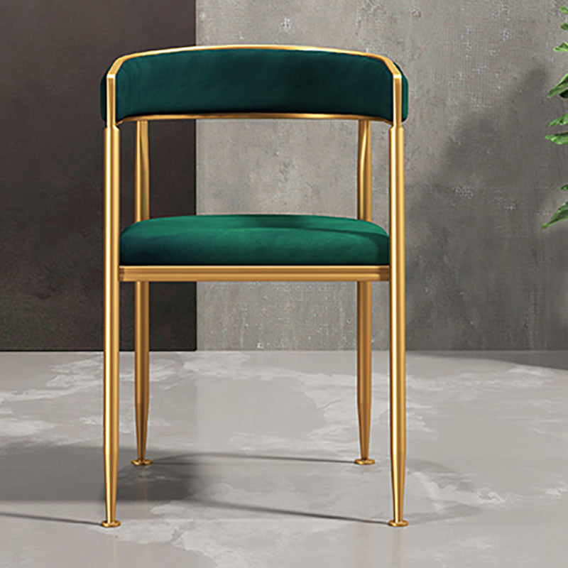 Glam Gold Metal Arm Chair Open Back Dining Side Chair with Upholstered