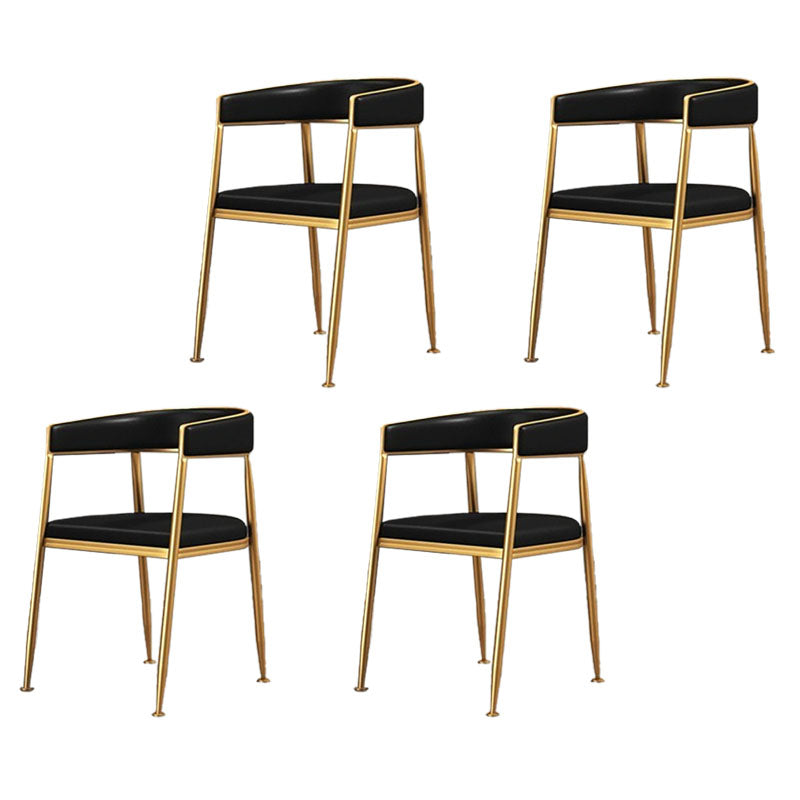 Glam Gold Metal Arm Chair Open Back Dining Side Chair with Upholstered
