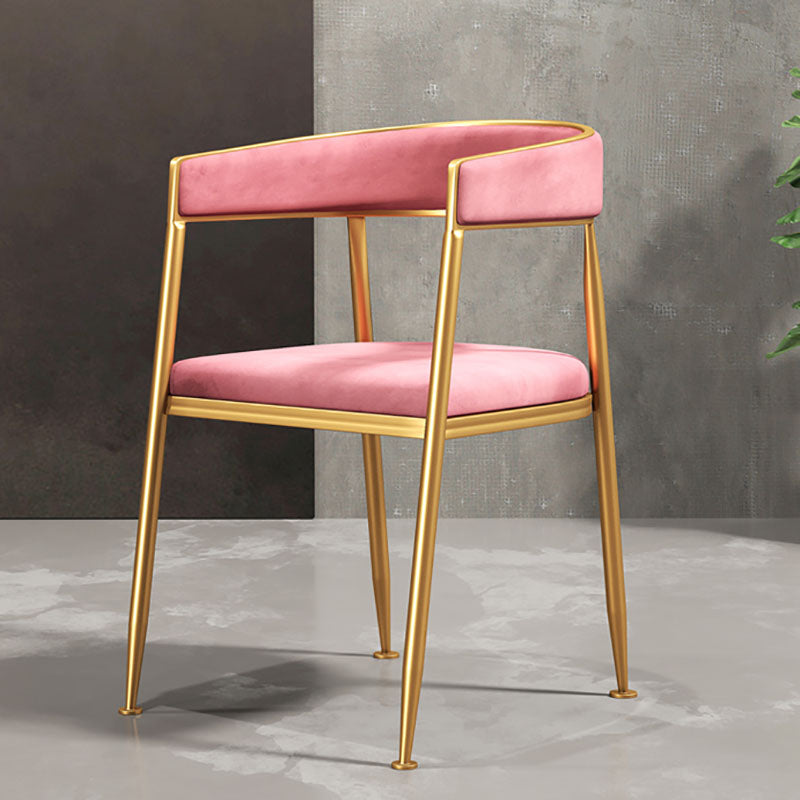 Glam Gold Metal Arm Chair Open Back Dining Side Chair with Upholstered
