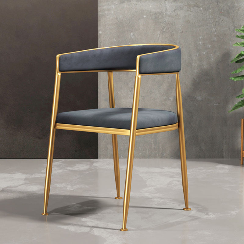 Glam Gold Metal Arm Chair Open Back Dining Side Chair with Upholstered
