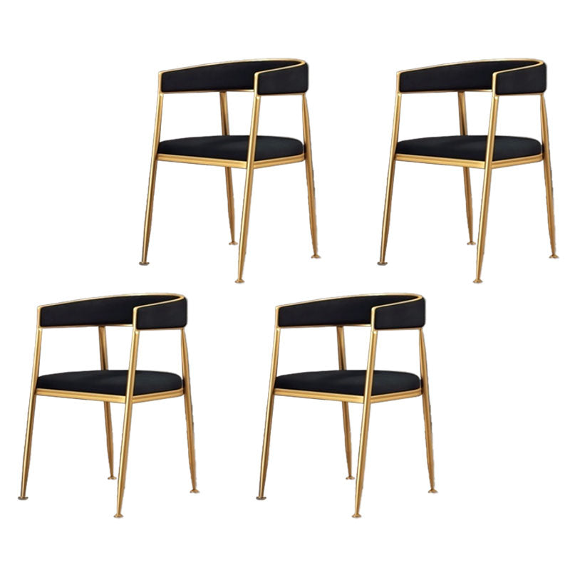 Glam Gold Metal Arm Chair Open Back Dining Side Chair with Upholstered