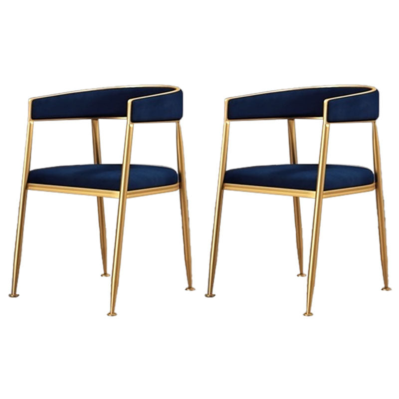 Glam Gold Metal Arm Chair Open Back Dining Side Chair with Upholstered