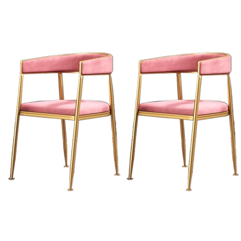 Glam Gold Metal Arm Chair Open Back Dining Side Chair with Upholstered