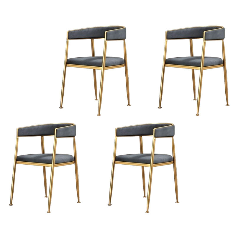 Glam Gold Metal Arm Chair Open Back Dining Side Chair with Upholstered