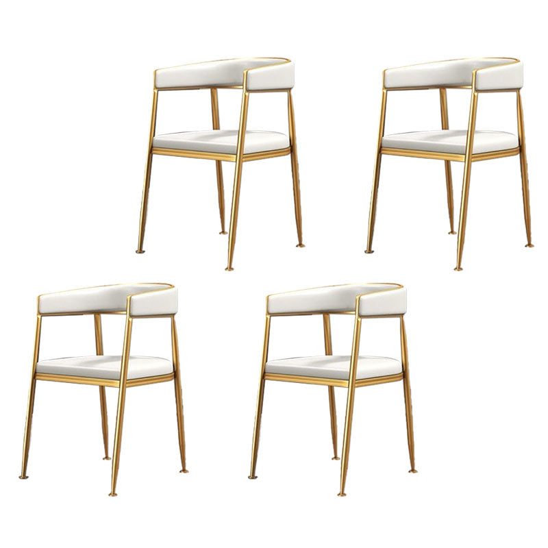 Glam Gold Metal Arm Chair Open Back Dining Side Chair with Upholstered