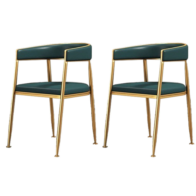 Glam Gold Metal Arm Chair Open Back Dining Side Chair with Upholstered
