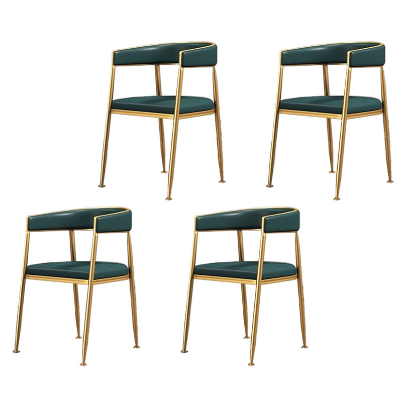 Glam Gold Metal Arm Chair Open Back Dining Side Chair with Upholstered
