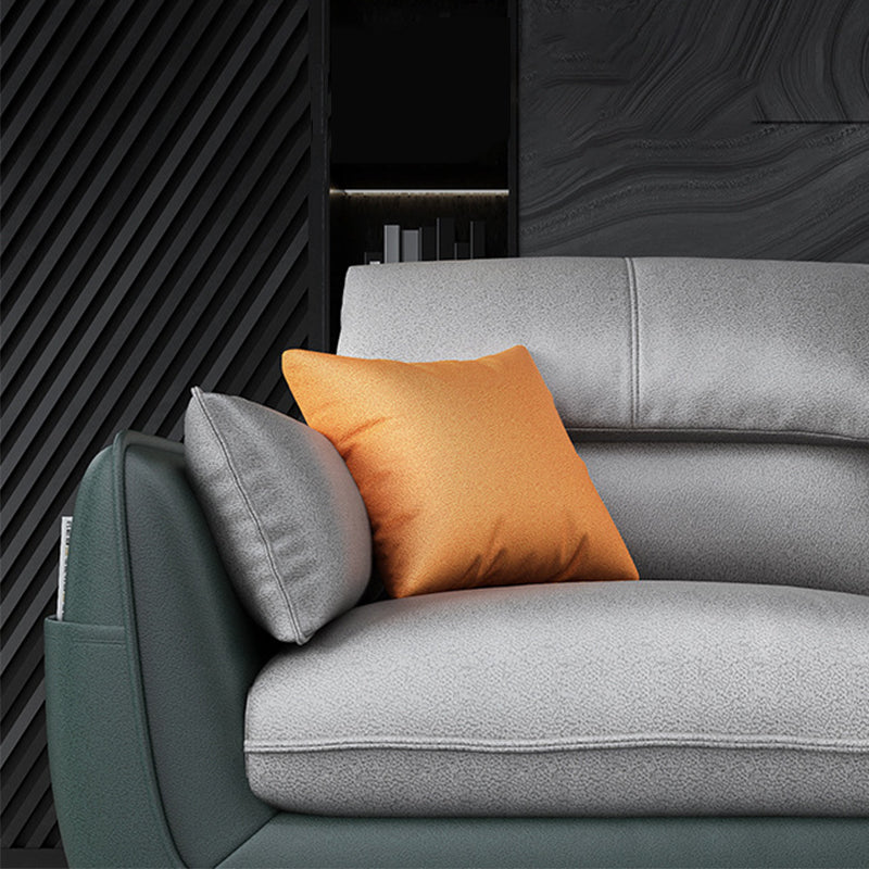 Scandinavian L-Shape Sectional Faux Leather Sofa and Chaise with Storage for Apartment