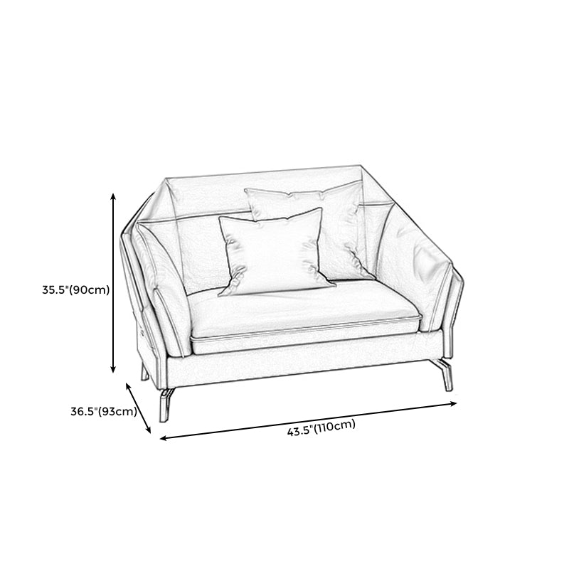 Sloped Arms Genuine Leather Sectional Sofa 35.43"High Cushion Back Sofa, Dark Brown