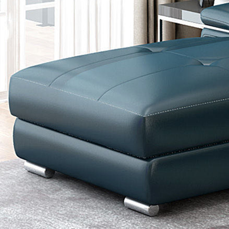 Genuine Leather Sectional 34.65"High Pillow Top Arm Sofa with Storage, Blue