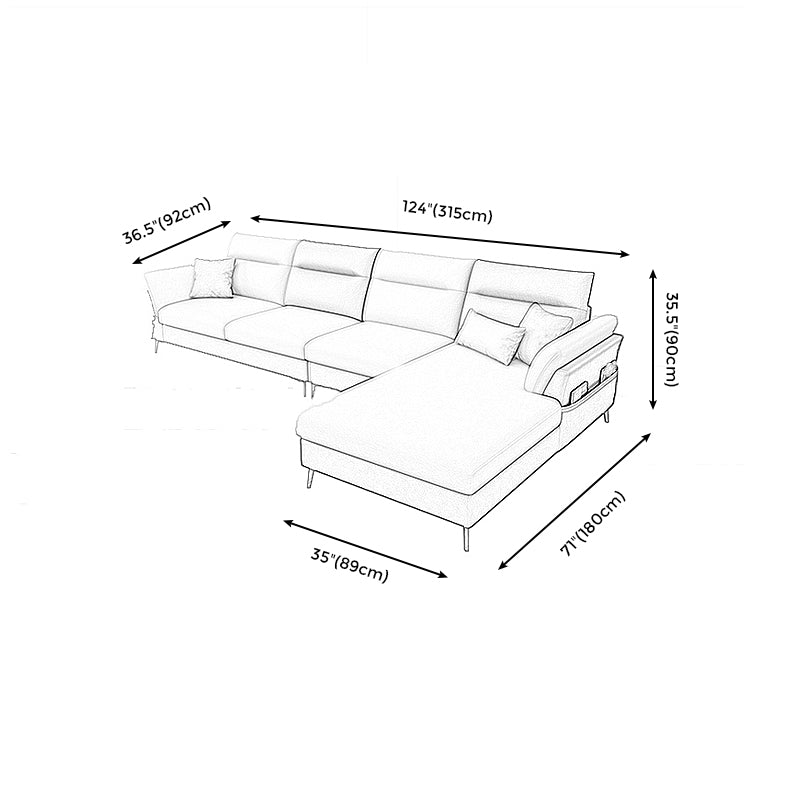 124.01" L x 70.86" W x 35.43" H Faux Leather Sectional Pillow Top Arm Sofa and Chaise