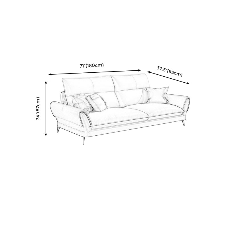Modern Cream Genuine Leather Sofa Pillow Top Arm Sectional for Apartment