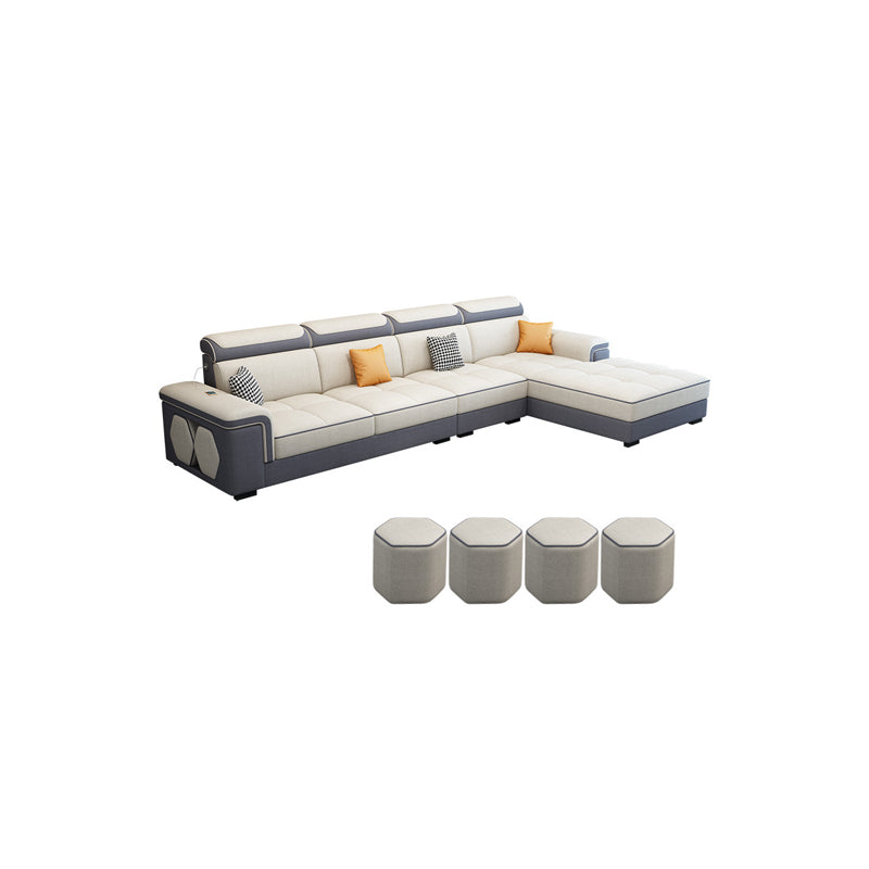 Contemporary 70"D Sectional Square Arm Sofa with Reversible Chaise for Living Room