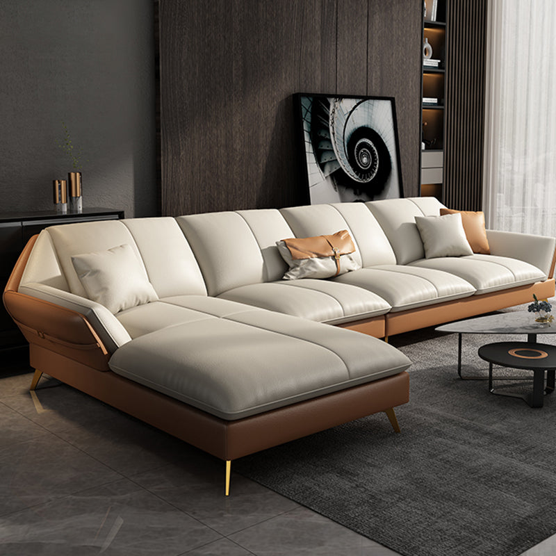 Faux Leather Cushion Back Sectional 32.68"High Pillow Top Arm Sofa with Storage