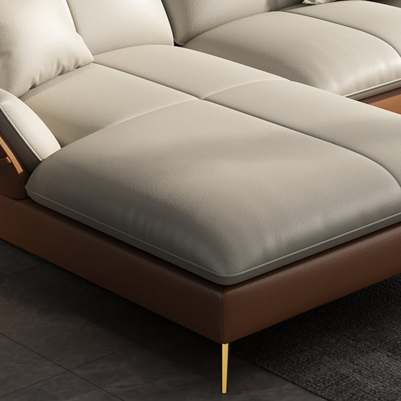 Faux Leather Cushion Back Sectional 32.68"High Pillow Top Arm Sofa with Storage