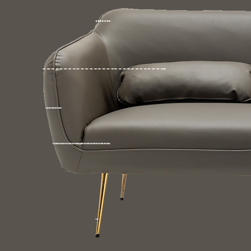 Mid-Century Modern Faux Leather Sofa 31.1" H Sloped Arm Loveseat