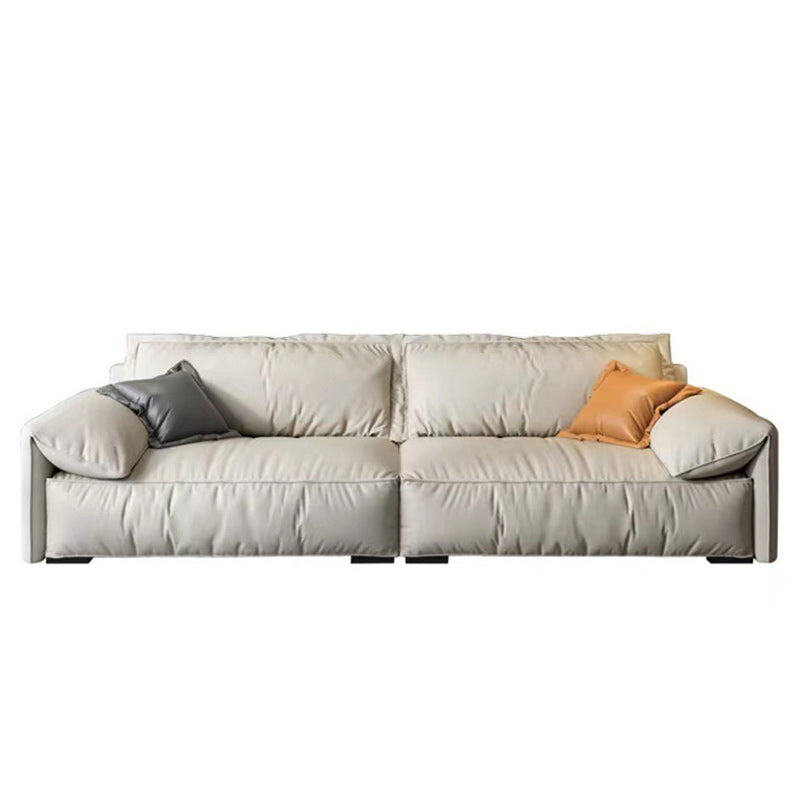 Ivory Stain Resistant Settee Furniture Faux Leather Pillow Top Arm Setee