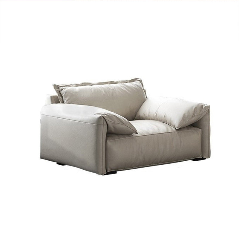 Ivory Stain Resistant Settee Furniture Faux Leather Pillow Top Arm Setee