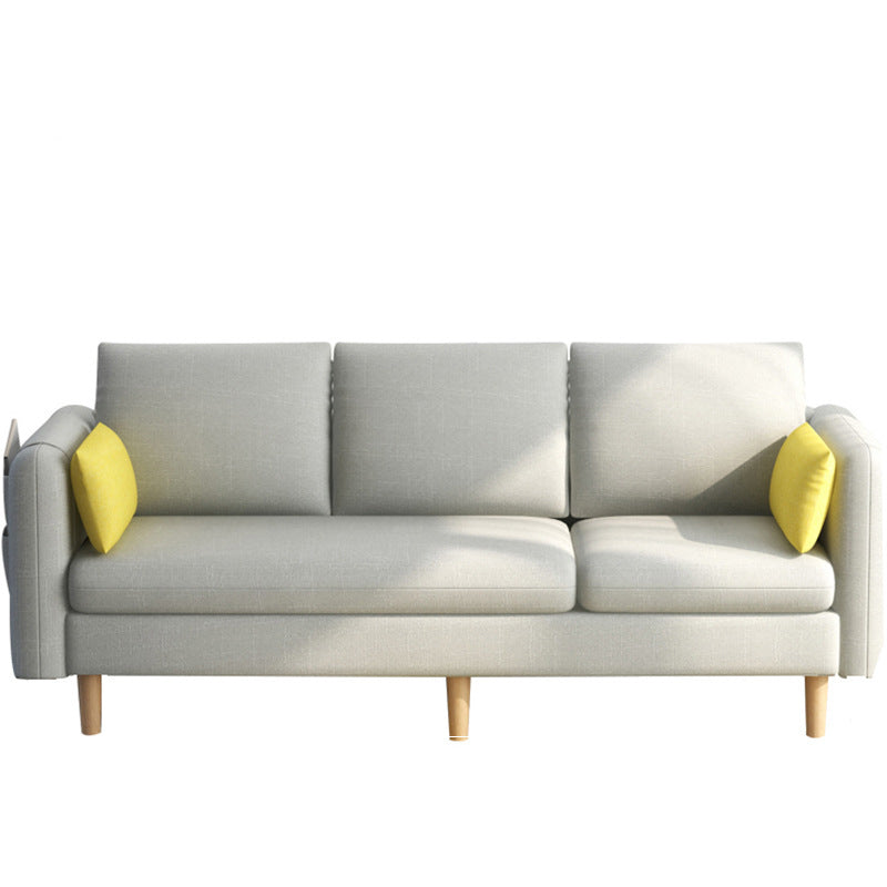 Modern Wood Legs Standard Sofa Fabric Loose Back Square Arm Sofa