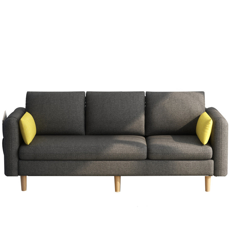 Modern Wood Legs Standard Sofa Fabric Loose Back Square Arm Sofa