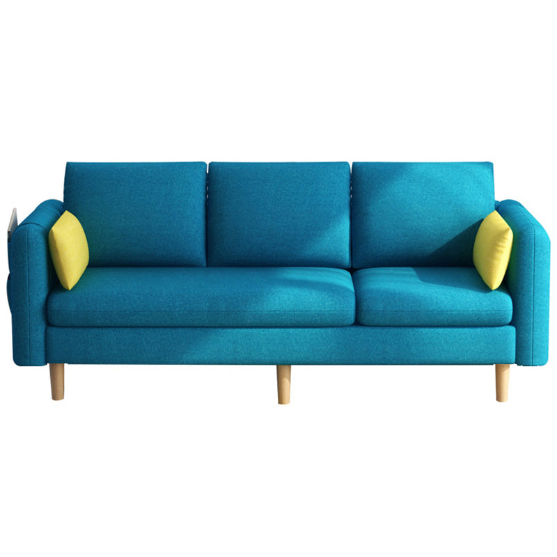 Modern Wood Legs Standard Sofa Fabric Loose Back Square Arm Sofa
