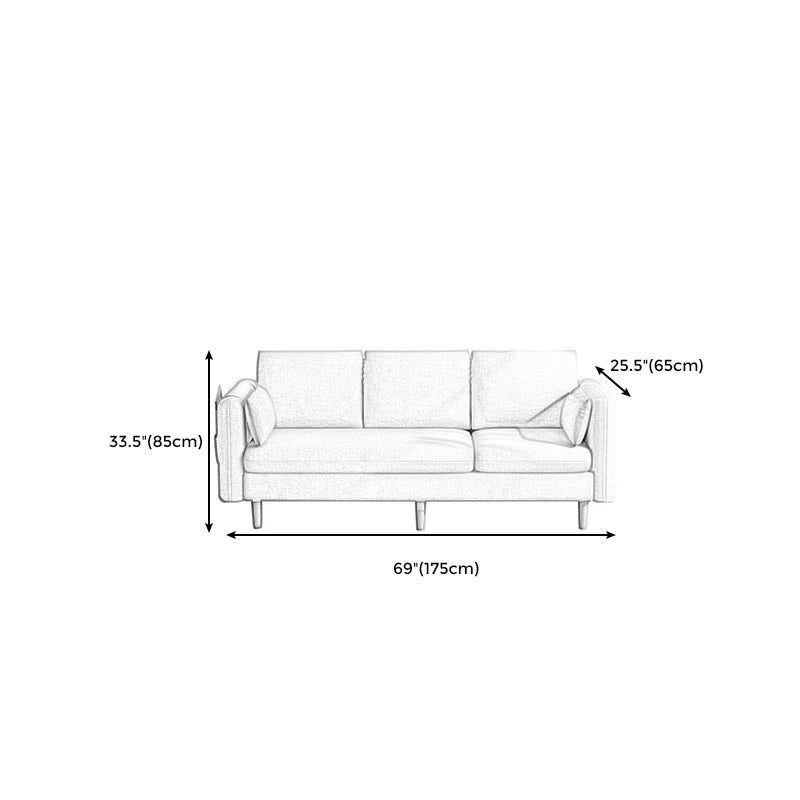 Modern Wood Legs Standard Sofa Fabric Loose Back Square Arm Sofa