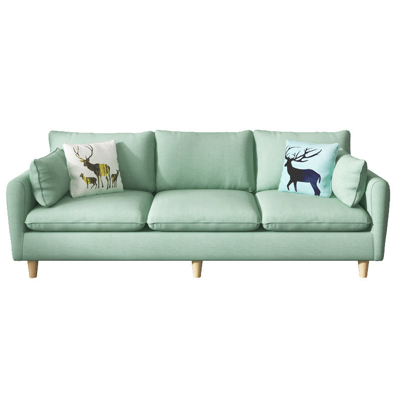 Fabric 3 Seater Settee Furniture Square Arm Standard Sofa with 3 Pillows