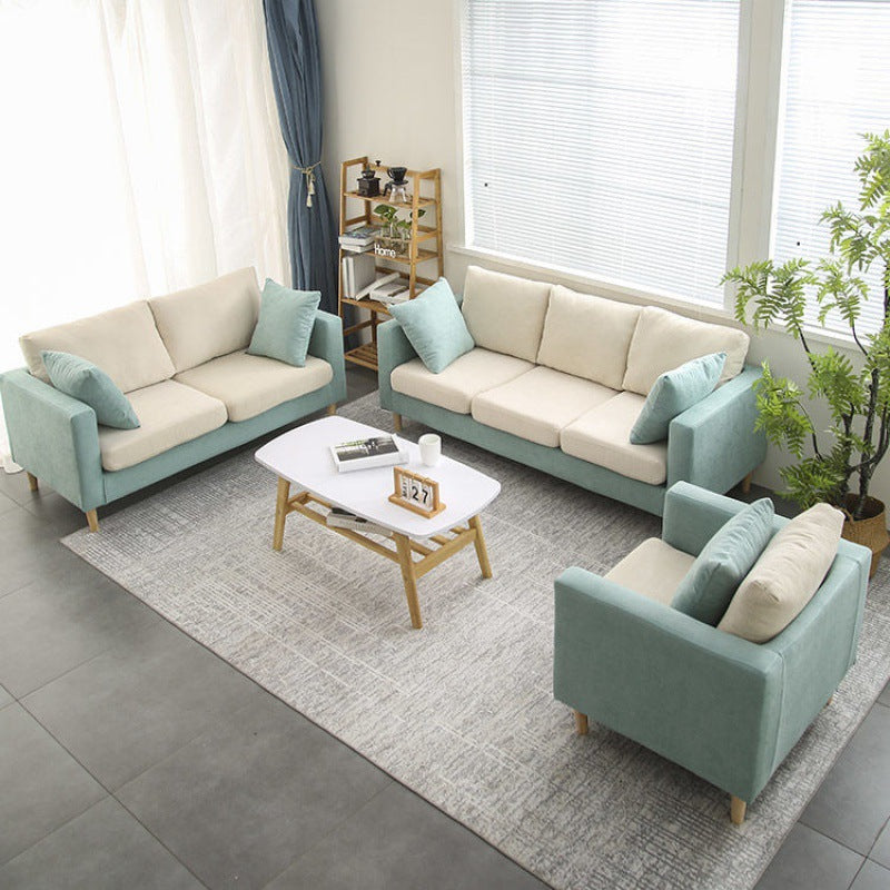 Polish Finish Sofa Square Arm Sofa Loose Back Loveseat For Apartment and Room