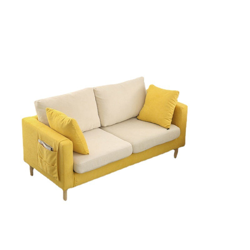 Polish Finish Sofa Square Arm Sofa Loose Back Loveseat For Apartment and Room