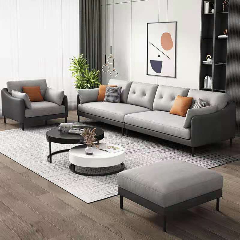 Contemporary Faux Leather Sloped Arm Sofa with Bolster Pillows for Apartment