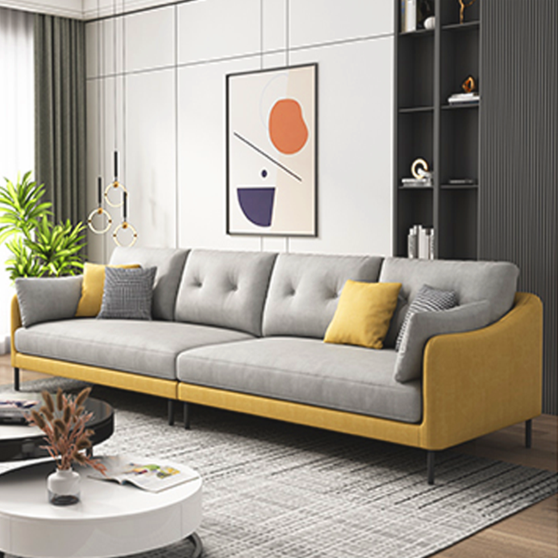 Contemporary Faux Leather Sloped Arm Sofa with Bolster Pillows for Apartment