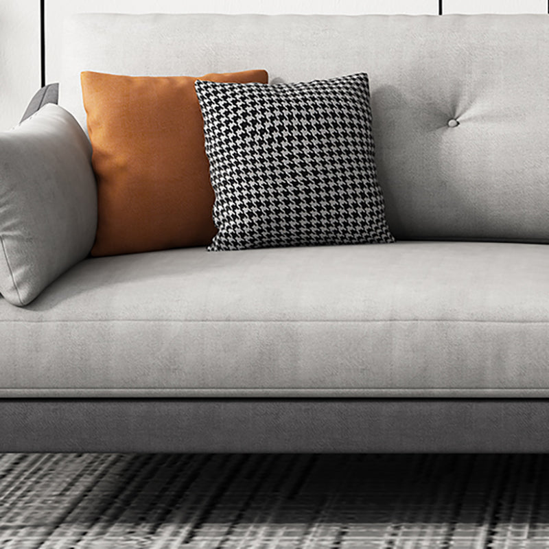 Contemporary Faux Leather Sloped Arm Sofa with Bolster Pillows for Apartment