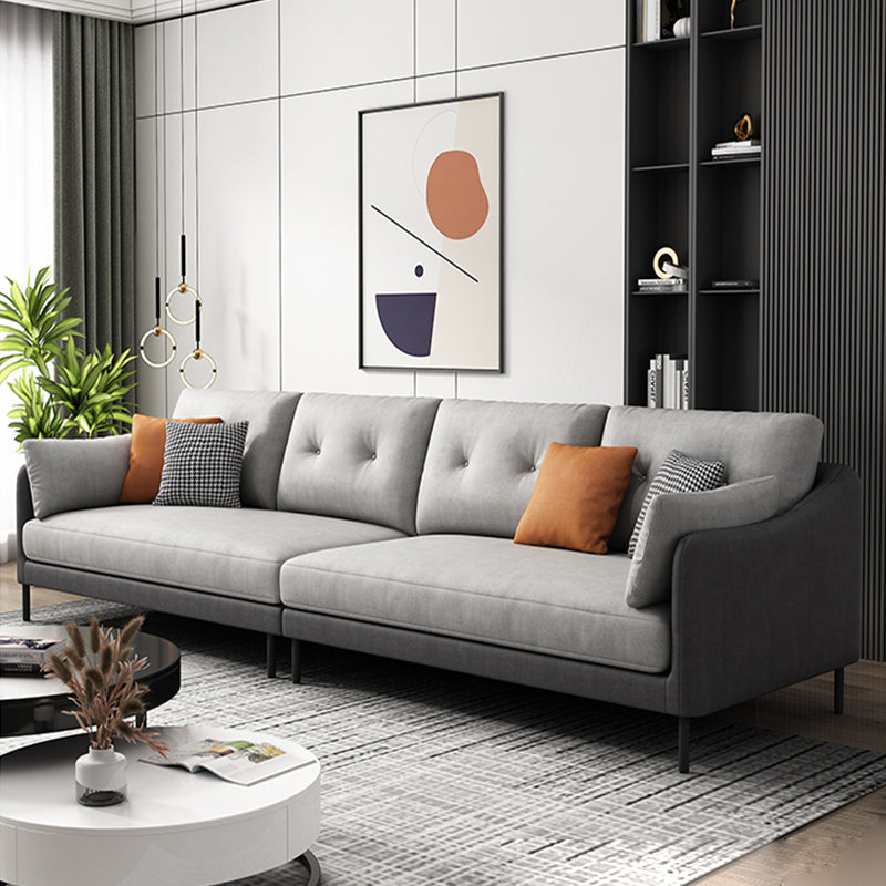 Contemporary Faux Leather Sloped Arm Sofa with Bolster Pillows for Apartment