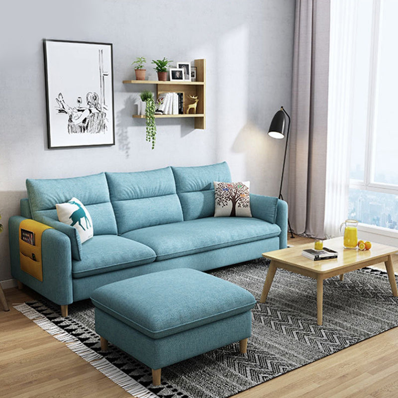 Fabric et faux cuir carré meubles de canapé avec 2 oreillers