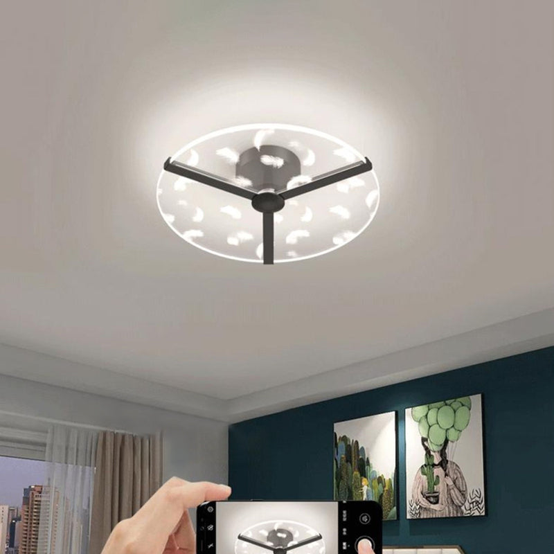 Contemporary Round Flush Light Fixture Metal 1 Light Flush Mount Ceiling Light