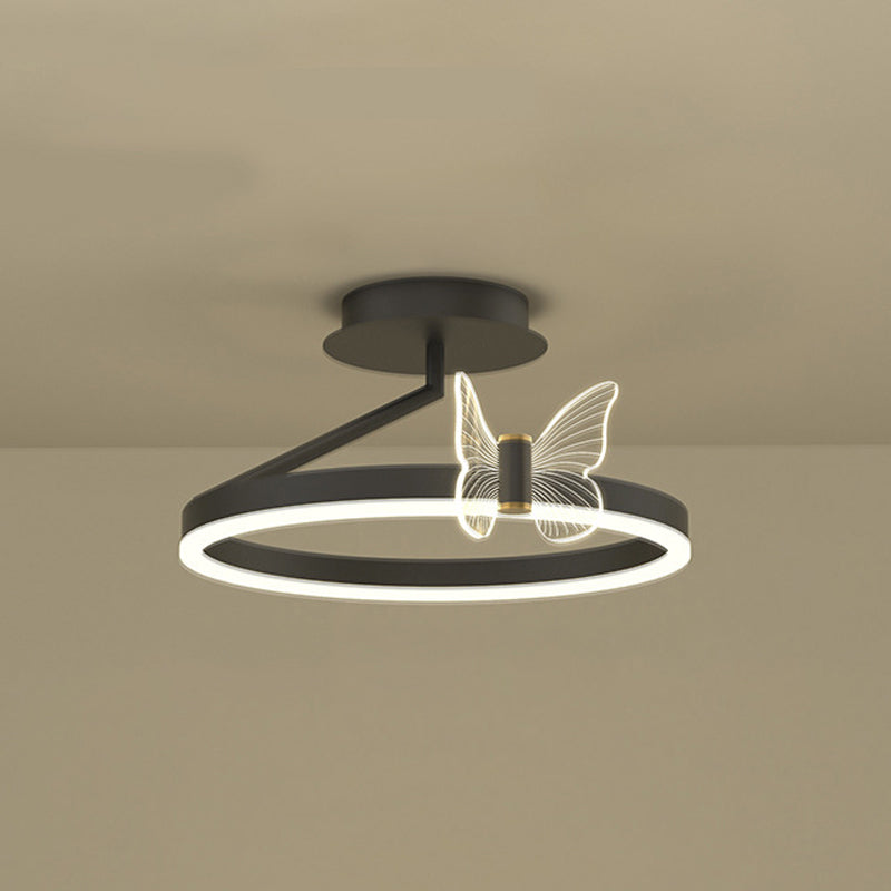 Contemporary Circle Flush Light Fixture Metal 1 Light Flush Mount Ceiling Light