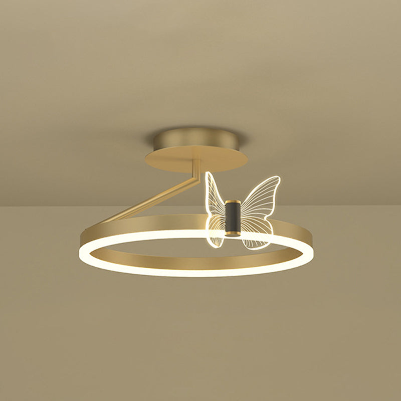 Contemporary Circle Flush Light Fixture Metal 1 Light Flush Mount Ceiling Light