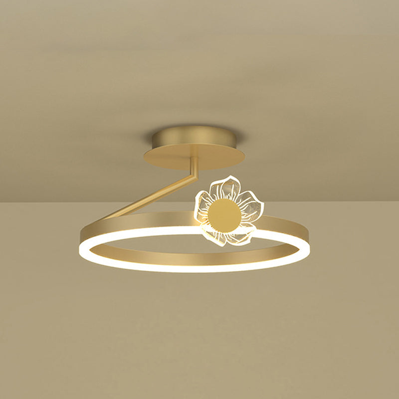 Contemporary Circle Flush Light Fixture Metal 1 Light Flush Mount Ceiling Light